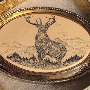 Vintage Metal Belt Buckle, Solid Brass, Buck, Deer, Wildlife, Nature, Hunting